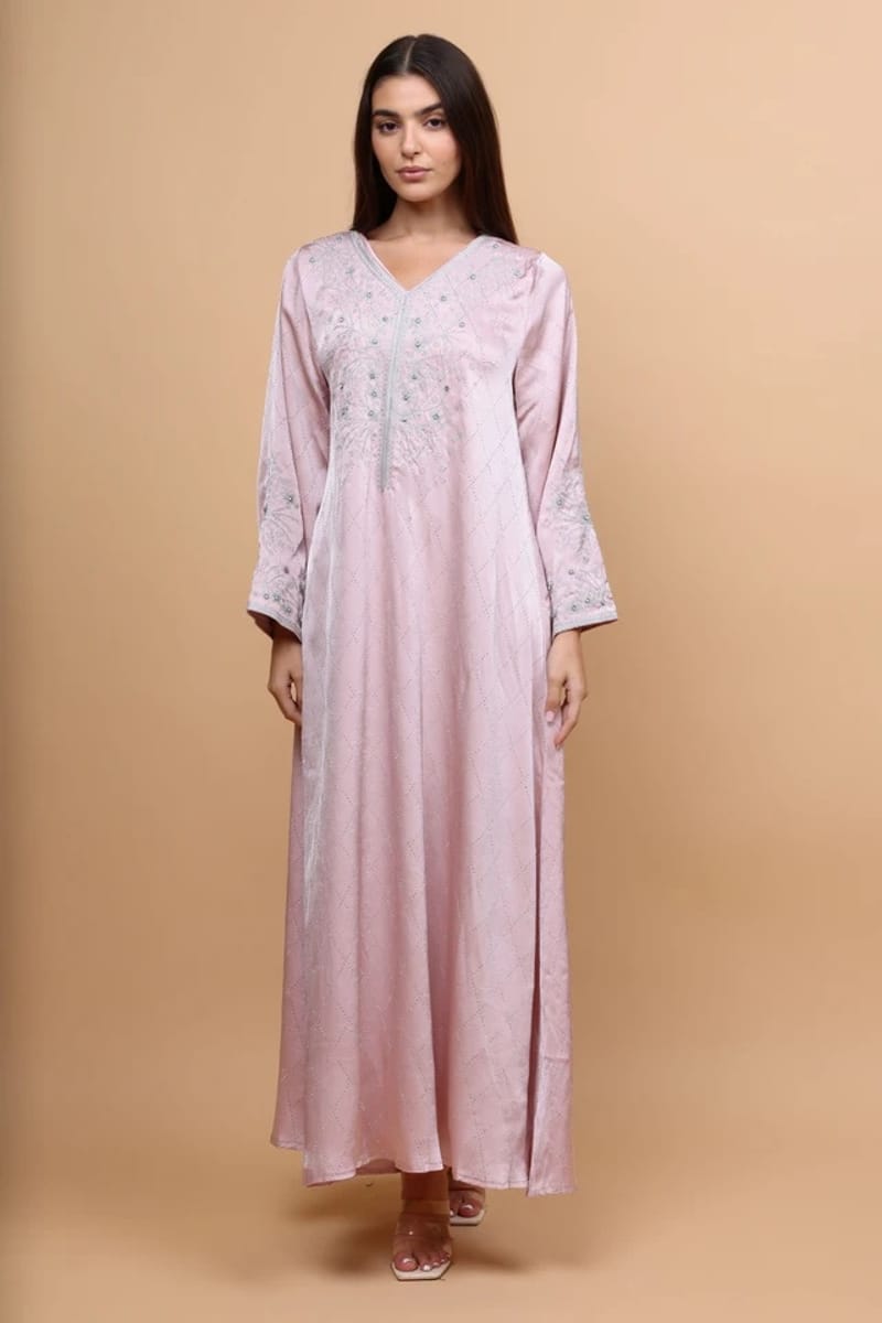 Ikkxa Elegant Embroidery Crystals Beaded Jalabiya IKKXA - Women's Jalabiyas 69