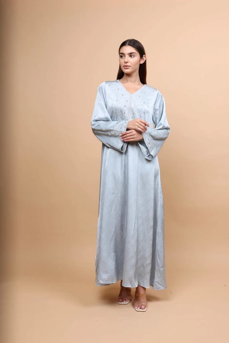 Ikkxa Elegant Embroidery Crystals Beaded Jalabiya IKKXA - Women's Jalabiyas 29