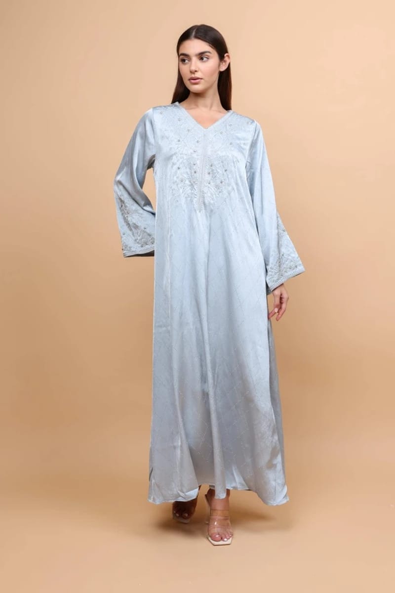 Ikkxa Elegant Embroidery Crystals Beaded Jalabiya IKKXA - Women's Jalabiyas 32