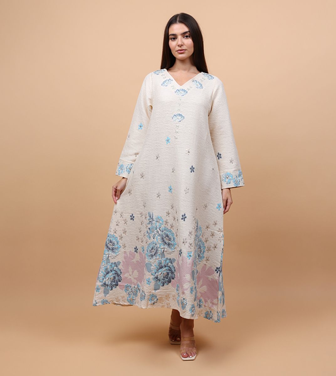 Ikkxa Classic Floral Linen Fabric Jalabiya IKKXA - Women's Jalabiyas 19