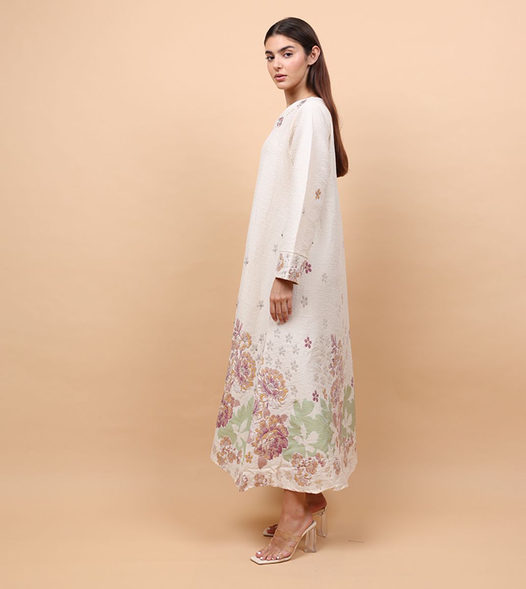 Ikkxa Classic Floral Linen Fabric Jalabiya IKKXA - Women's Jalabiyas 41