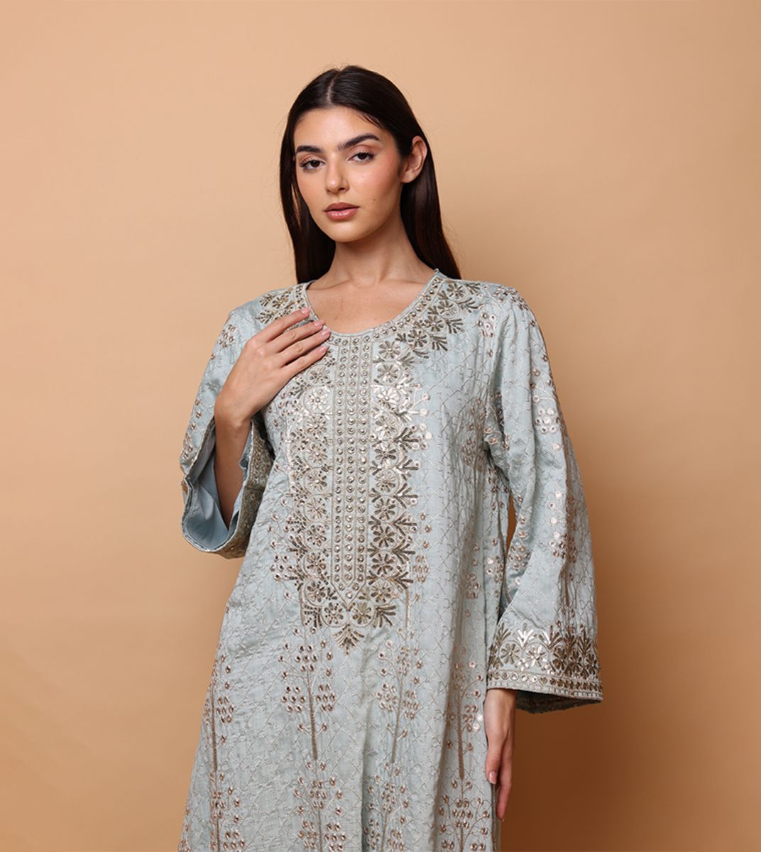 Ikkxa WIDAD Embroidered Crew Neck Jalabiya IKKXA - Women's Jalabiyas 58
