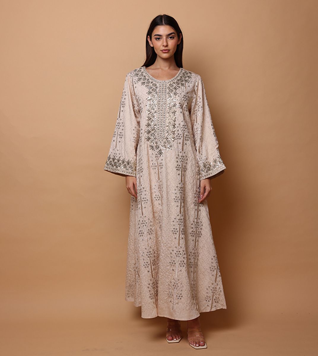 Ikkxa WIDAD Embroidered Crew Neck Jalabiya IKKXA - Women's Jalabiyas 36