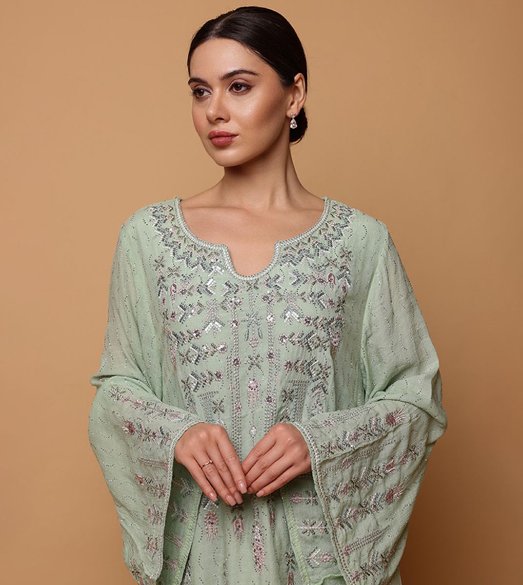 Ikkxa Nahla Embellished Flared Sleeves Jalabiya IKKXA - Women's Jalabiyas 17