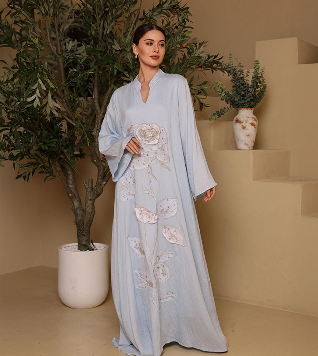 Ikkxa Afnan Embroidered Flared Sleeves Jalabiya IKKXA - Women's Jalabiyas 23
