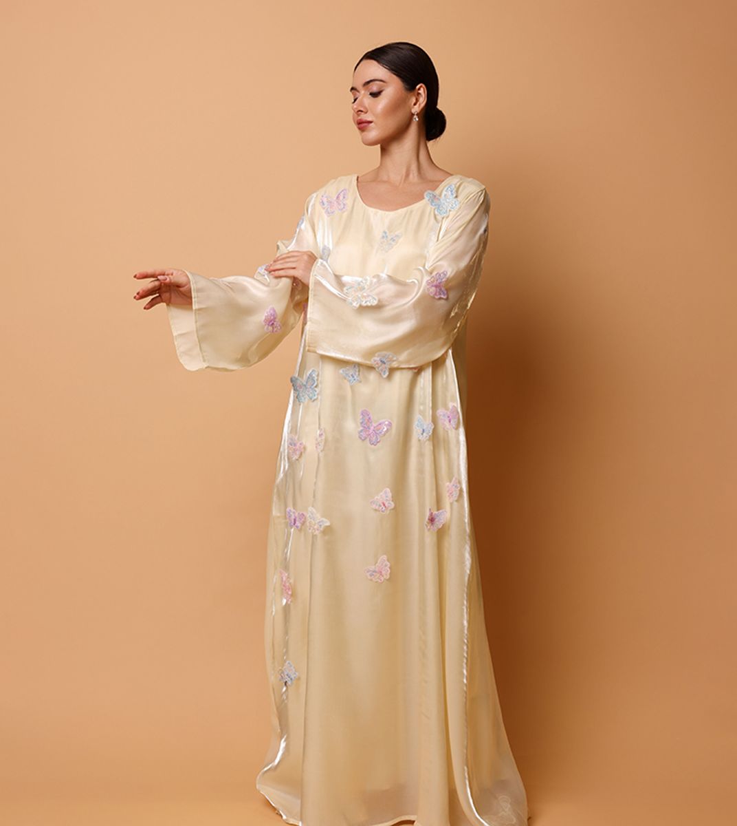Ikkxa Banan Butterfly Appliqued Flared Sleeves Jalabiya IKKXA - Women's Jalabiyas 20