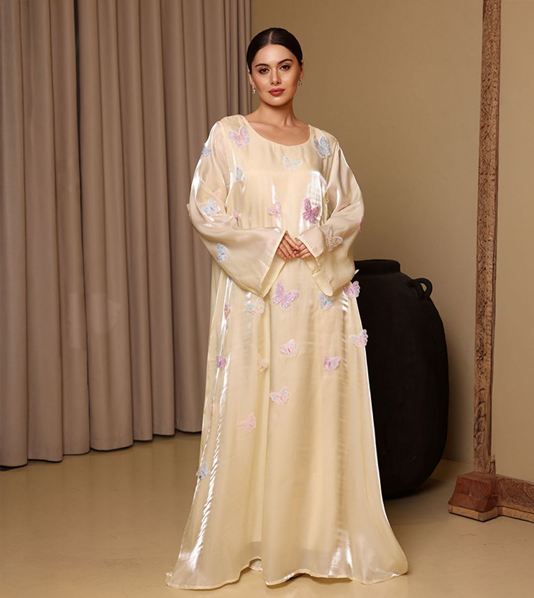 Ikkxa Banan Butterfly Appliqued Flared Sleeves Jalabiya IKKXA - Women's Jalabiyas 21