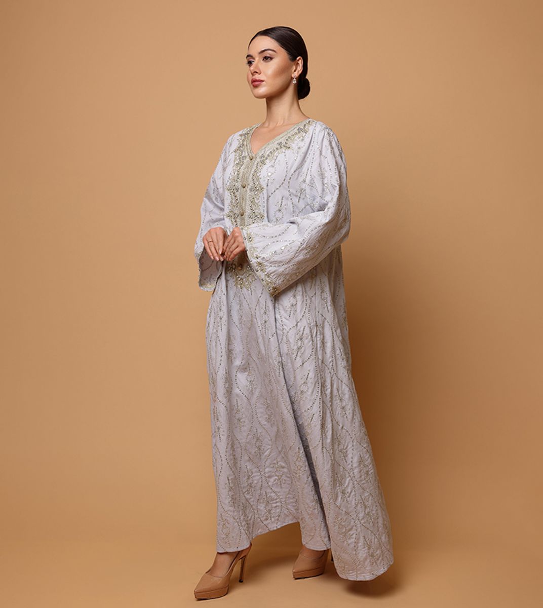 Ikkxa Hadeel Embellished Flared Sleeves Jalabiya IKKXA - Women's Jalabiyas 16