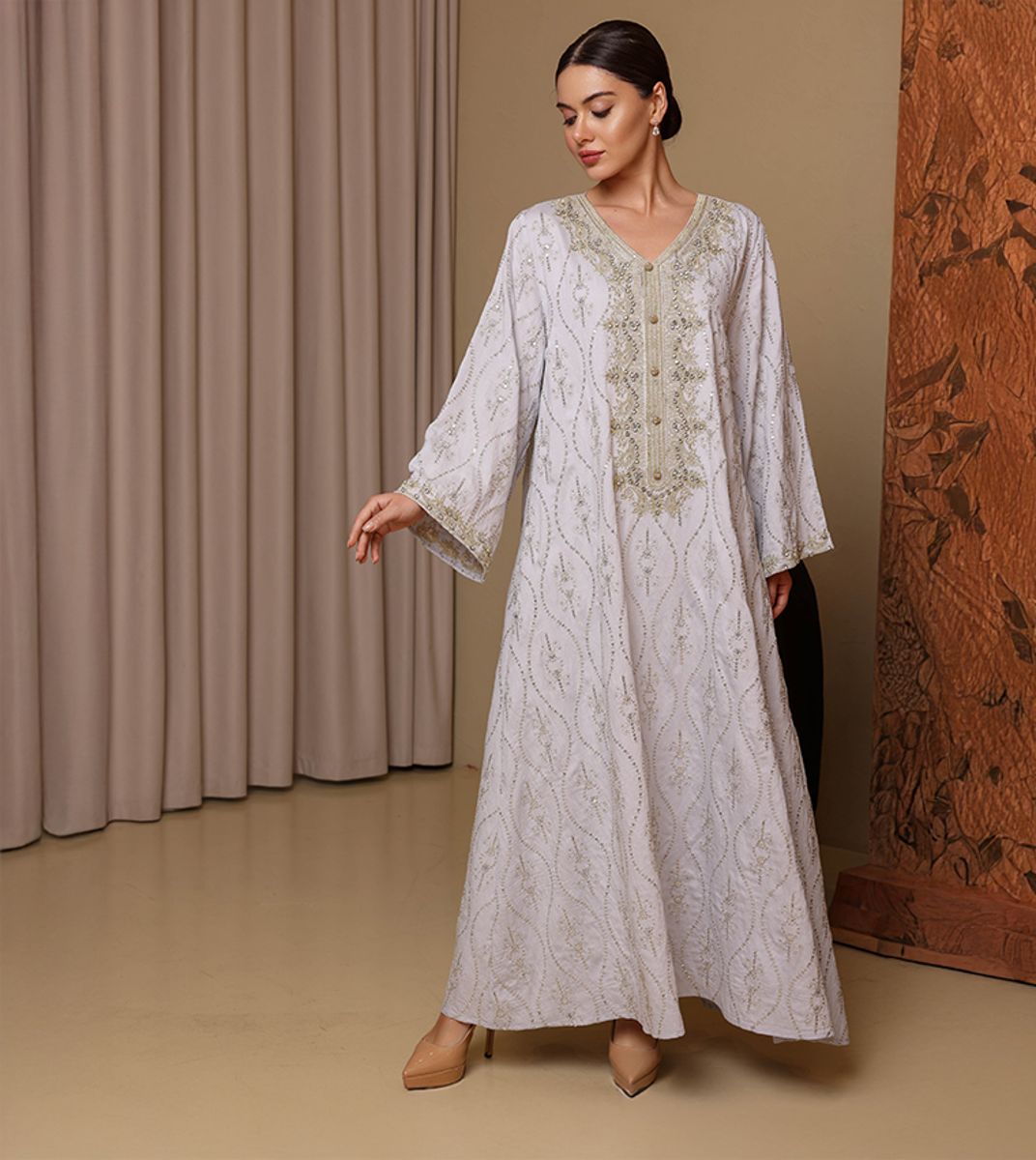 Ikkxa Hadeel Embellished Flared Sleeves Jalabiya IKKXA - Women's Jalabiyas 17