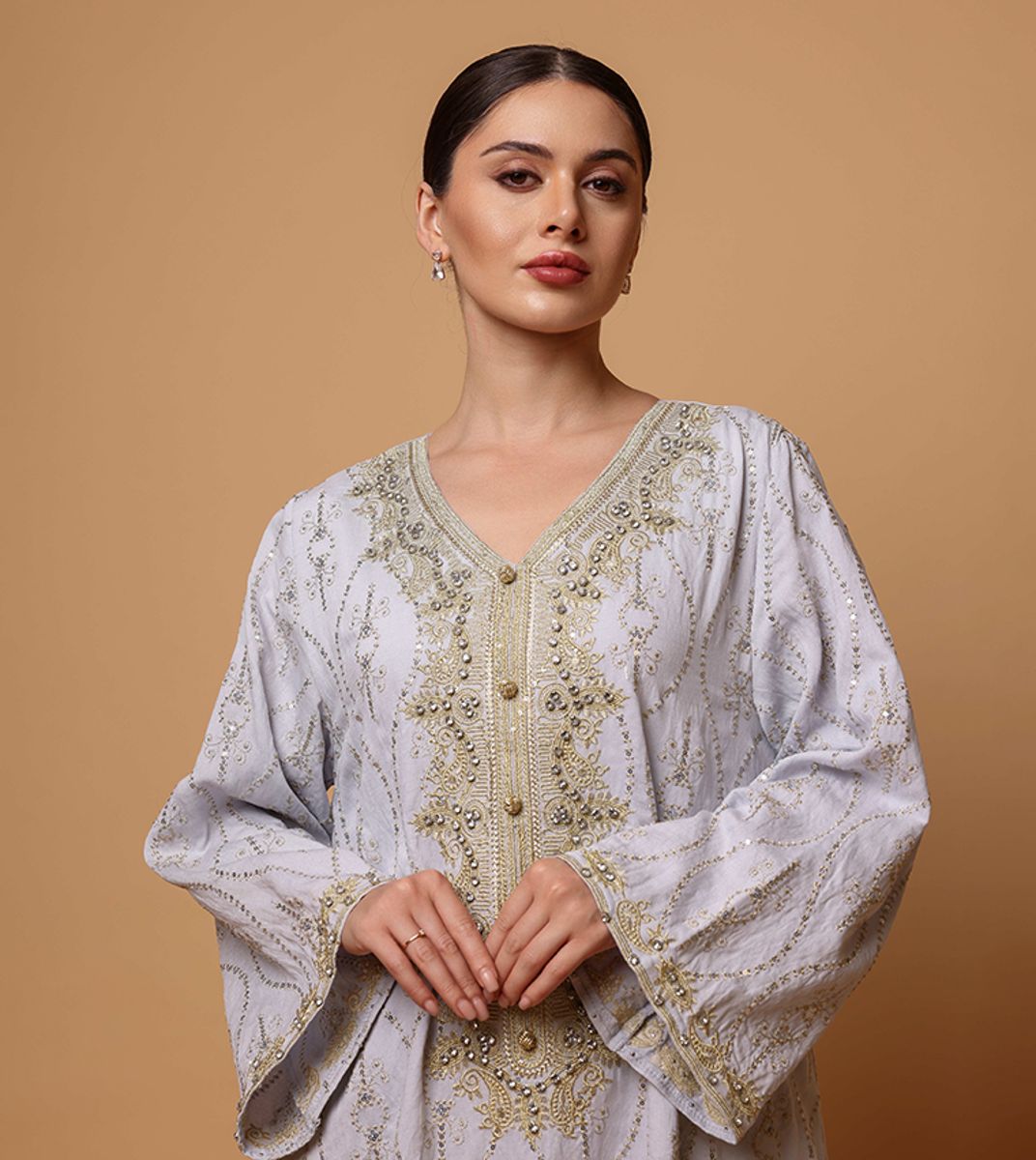 Ikkxa Hadeel Embellished Flared Sleeves Jalabiya IKKXA - Women's Jalabiyas 18