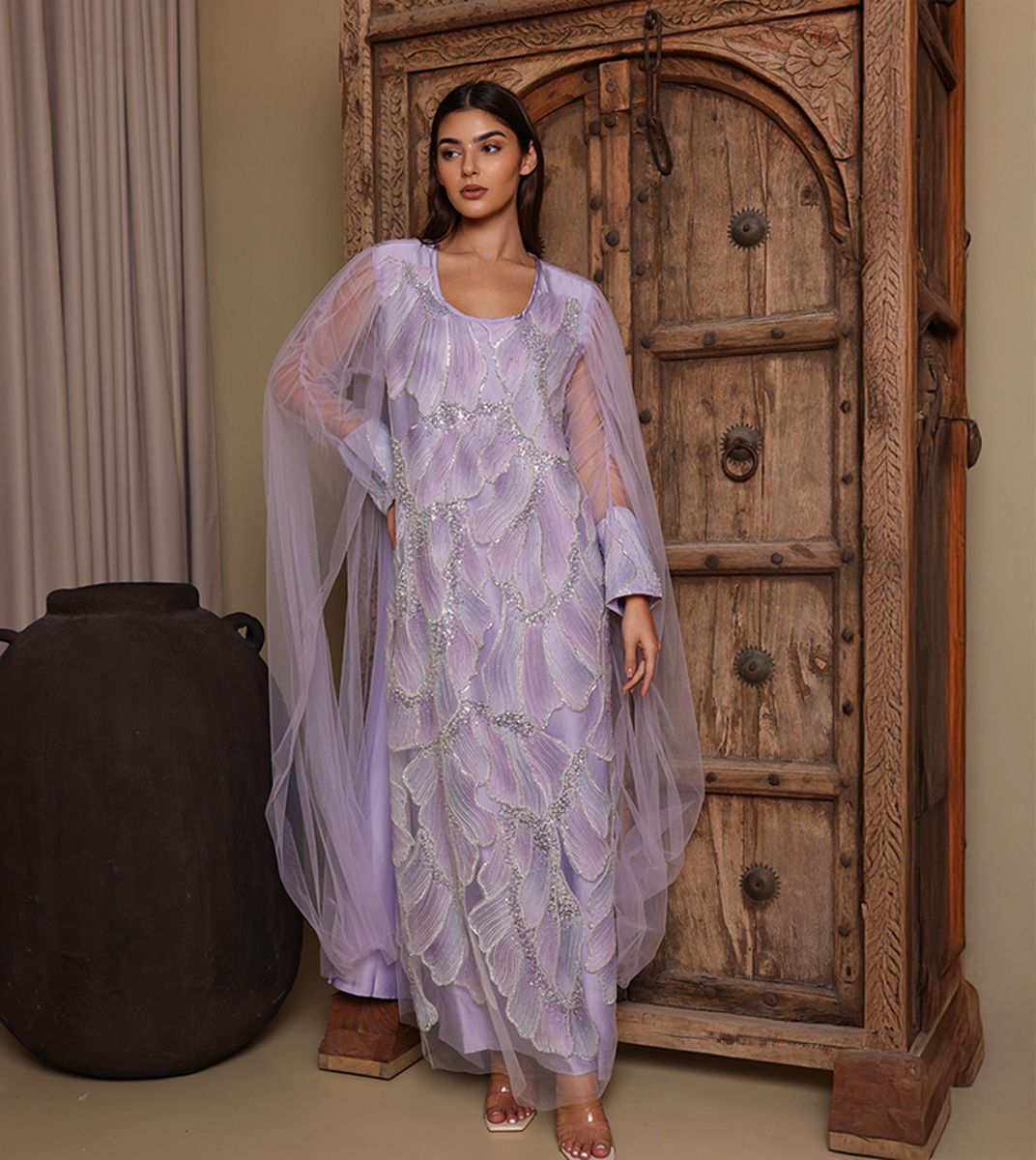 Ikkxa Nayla Embellished Cape Sleeves Jalabiya IKKXA - Women's Jalabiyas 25