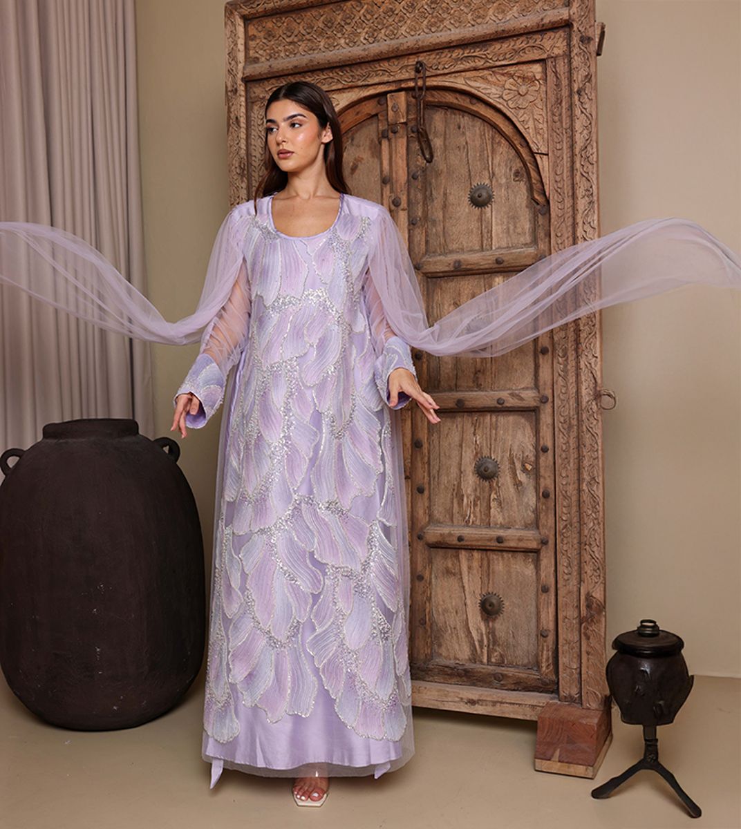 Ikkxa Nayla Embellished Cape Sleeves Jalabiya IKKXA - Women's Jalabiyas 27