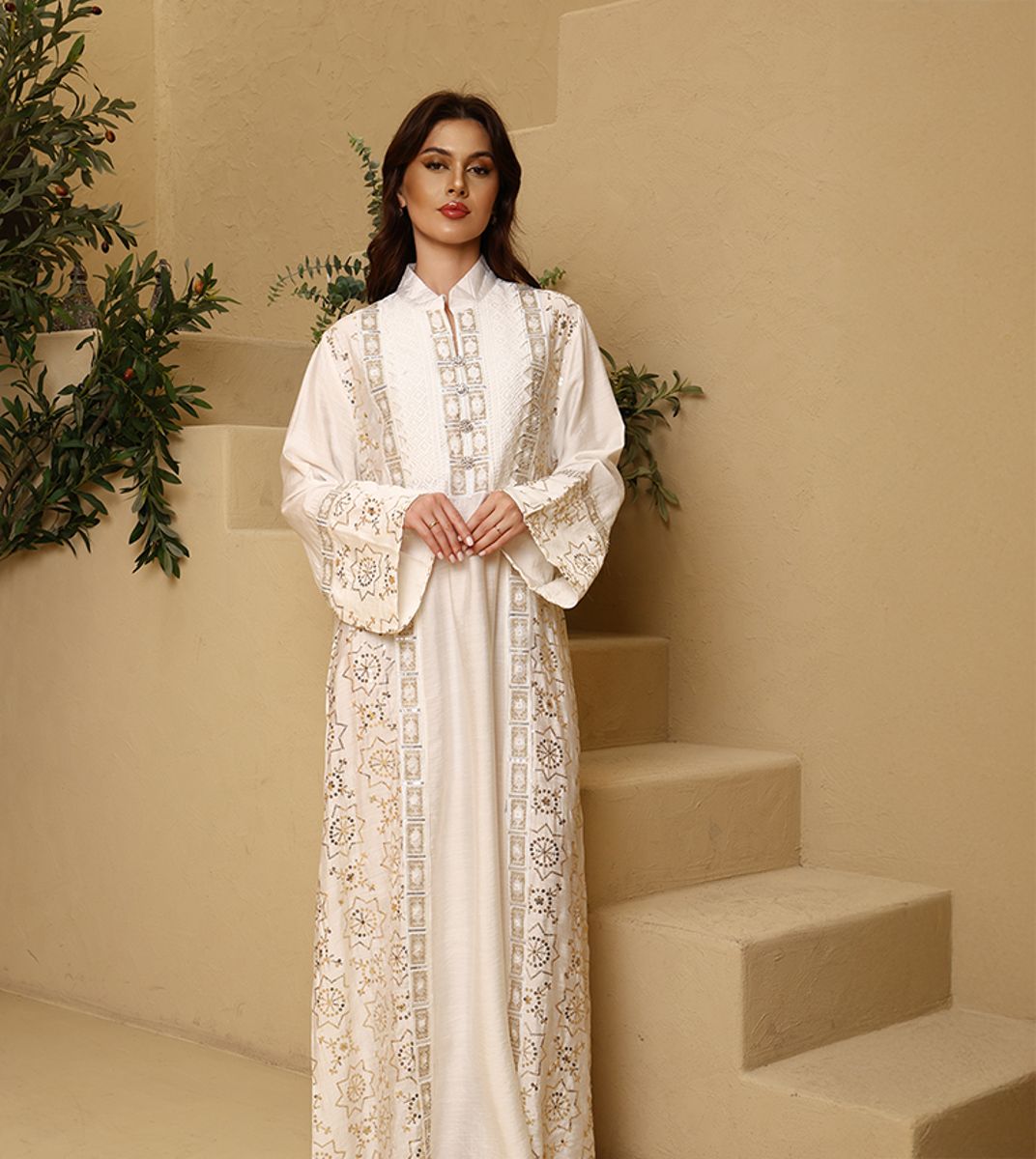 Ikkxa Fusayfisa Embellished Flared Sleeves Jalabiya IKKXA - Women's Jalabiyas 36