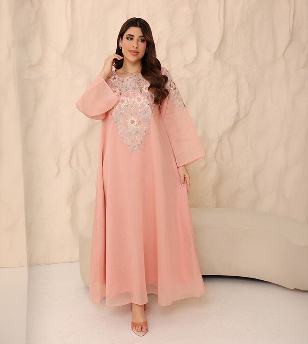 Powder Blue Regal Embroidered Jalabiya IKKXA - Women's Jalabiyas 21
