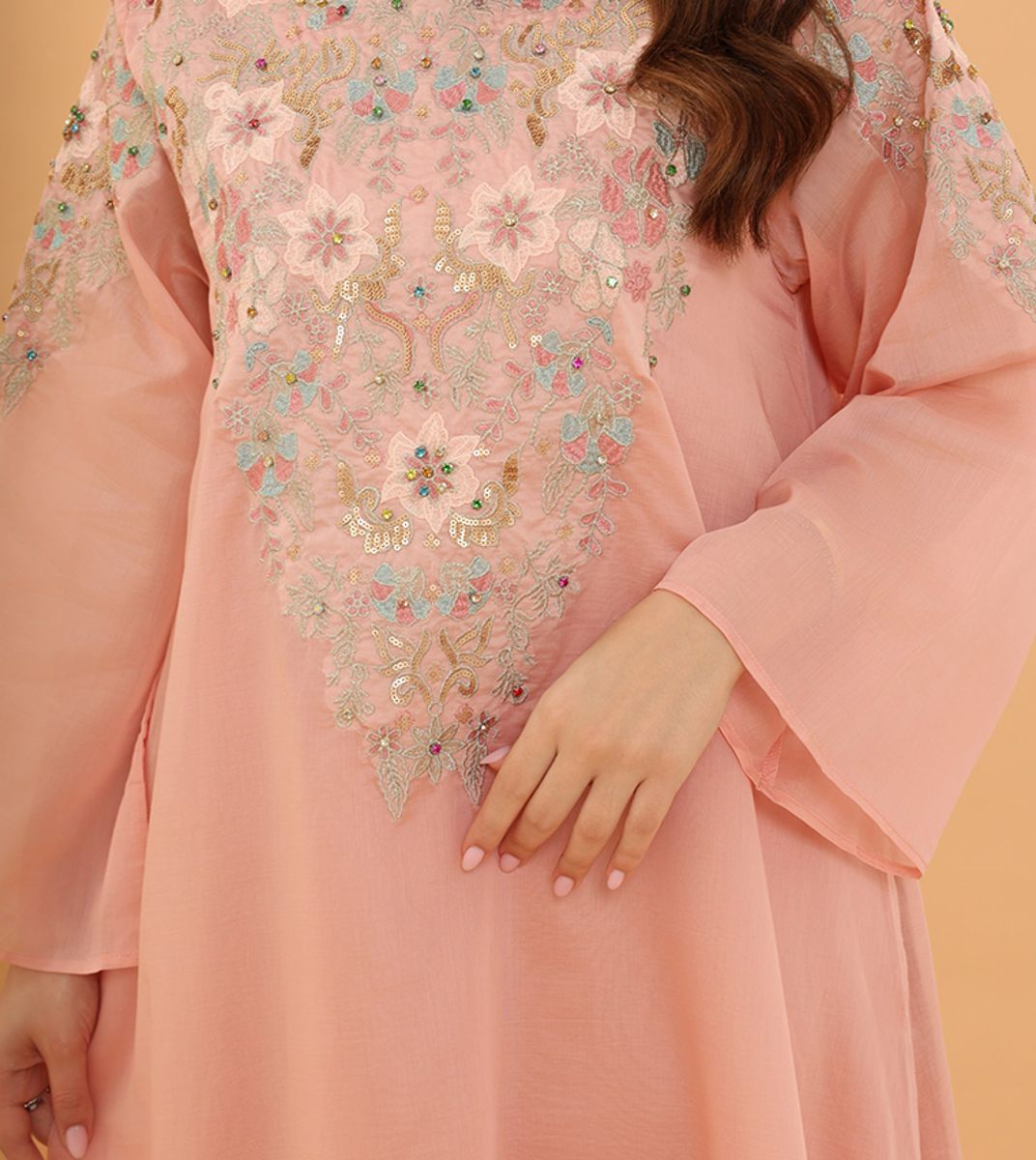 Powder Blue Regal Embroidered Jalabiya IKKXA - Women's Jalabiyas 22