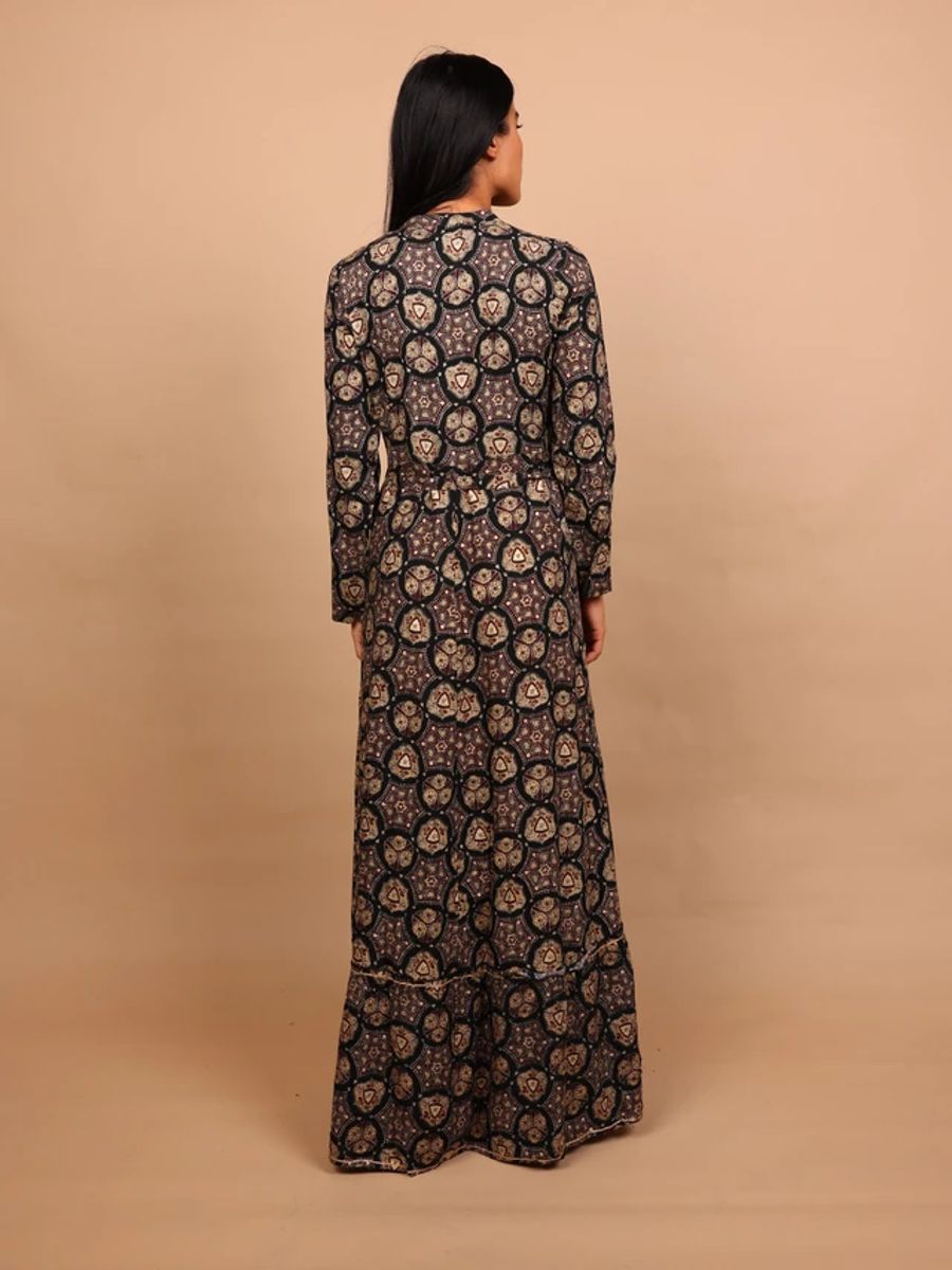 Ikkxa Nadia Mosaic Print Tiered Long Sleeves Maxi Dress IKKXA - Women's Maxi Dresses 39