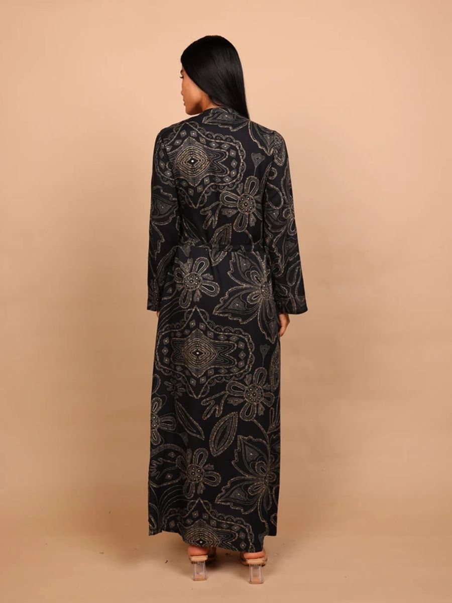 Ikkxa Samira Printed Embellished Detail Maxi Shirt Dress IKKXA - Women's Maxi Dresses 39
