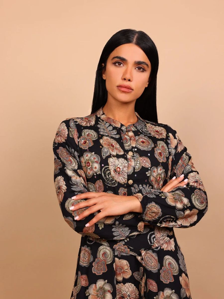 Ikkxa Alya Floral Print Embellished Long Sleeves Maxi Dress IKKXA - Women's Maxi Dresses 30
