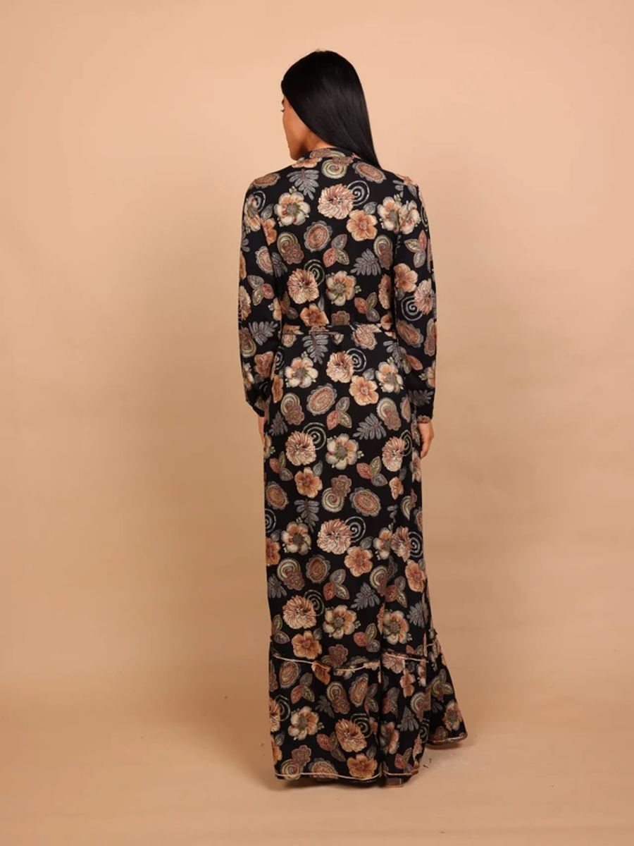 Ikkxa Alya Floral Print Embellished Long Sleeves Maxi Dress IKKXA - Women's Maxi Dresses 31