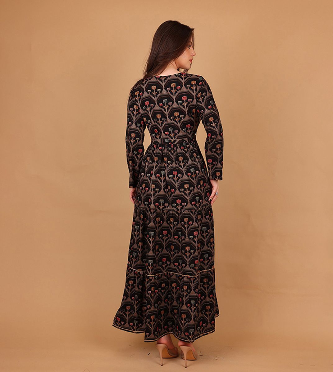 Ikkxa Zoya Ethnic Motif Print Tie-Up Neck Maxi Dress IKKXA - Women's Maxi Dresses 23