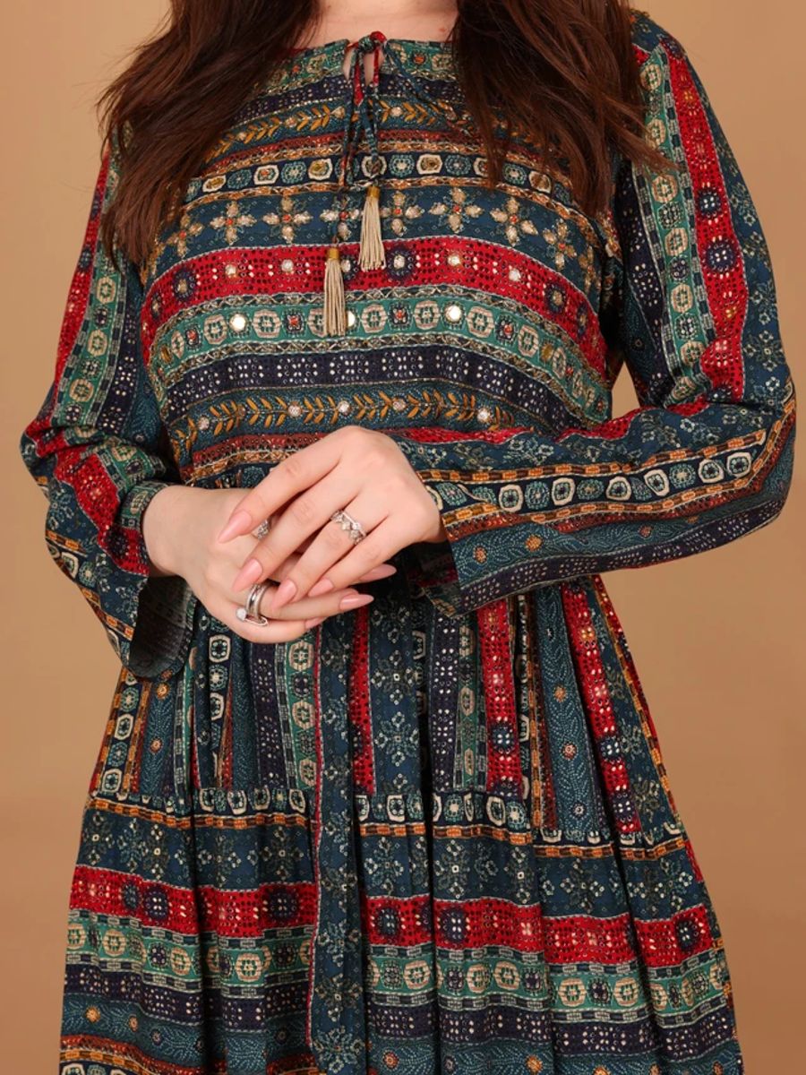 Ikkxa Mariam Printed Embellished Detail Tiered Maxi Dress IKKXA - Women's Maxi Dresses 62