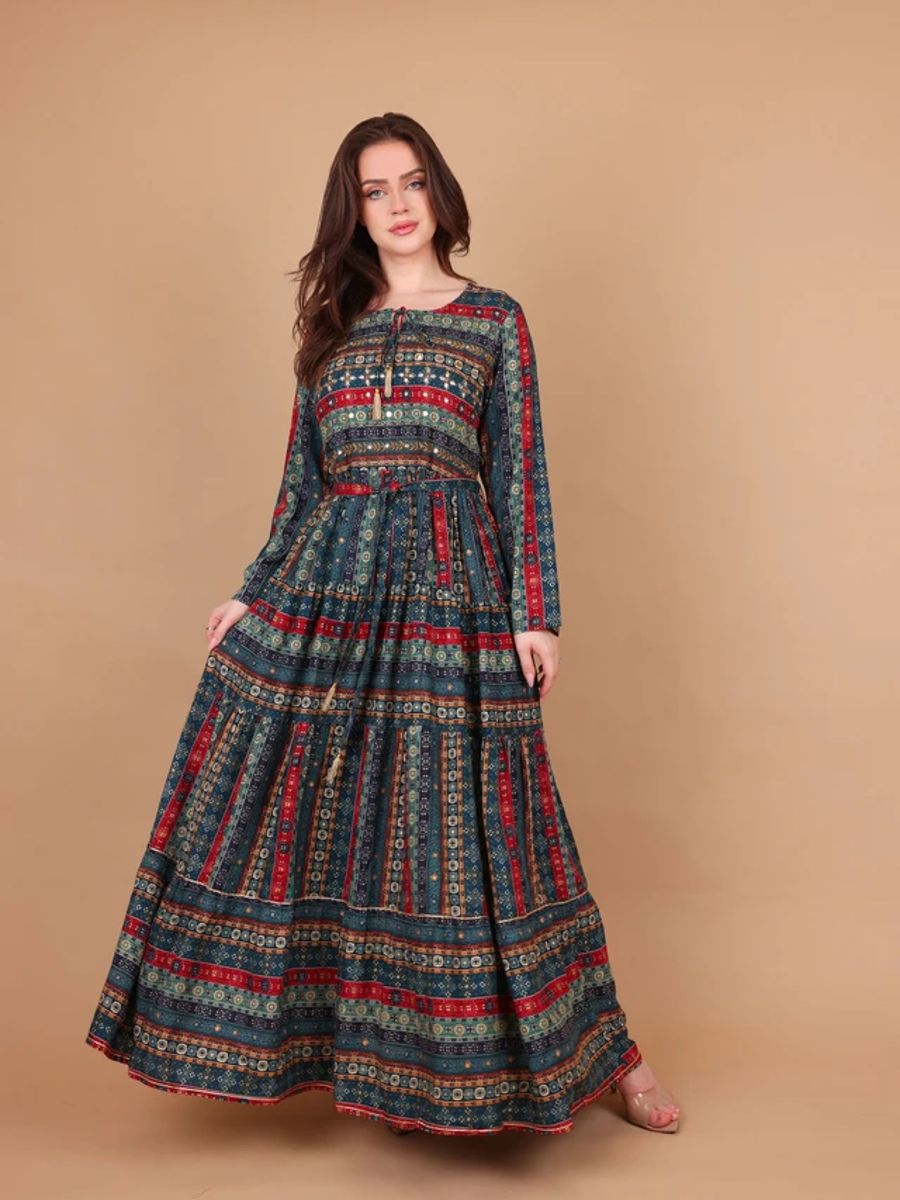 Ikkxa Mariam Printed Embellished Detail Tiered Maxi Dress IKKXA - Women's Maxi Dresses 60