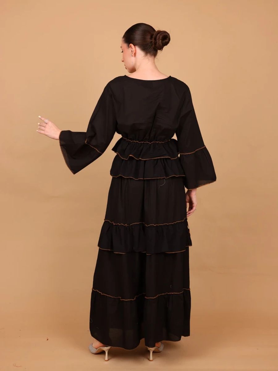 Ikkxa Zahra Embellished Long Sleeves Tiered Maxi Dress IKKXA - Women's Maxi Dresses 9