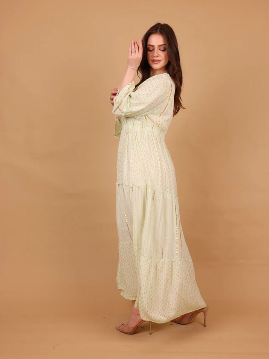 Ikkxa Serena Embellished V-Neck Tiered Maxi Dress IKKXA - Women's Maxi Dresses 23