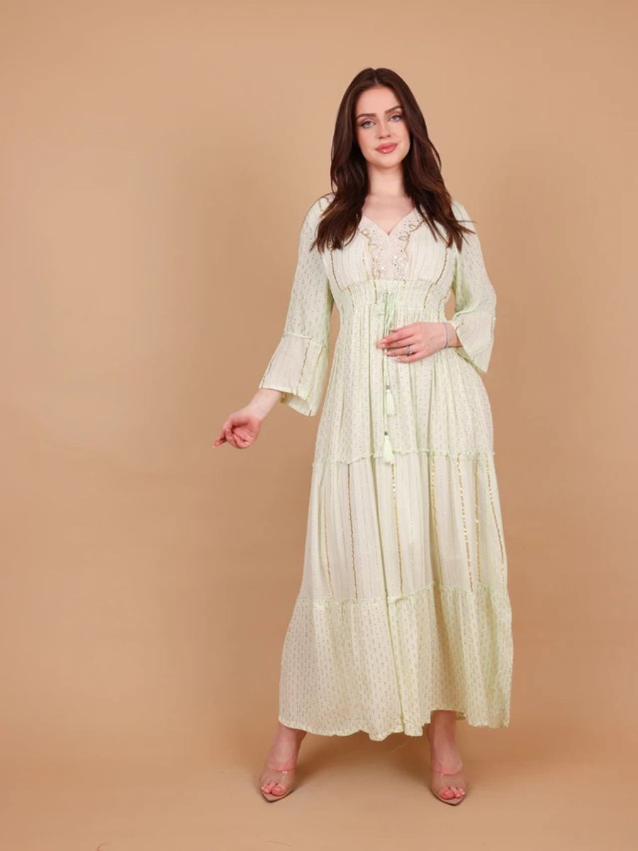 Ikkxa Serena Embellished V-Neck Tiered Maxi Dress IKKXA - Women's Maxi Dresses 20