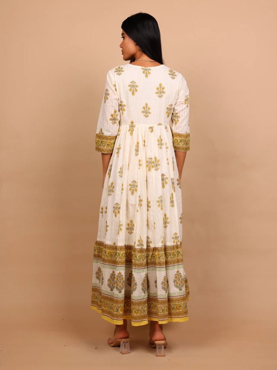 Darya Printed Tie-Up Neck Fit And Flare Ethnic Maxi Dress IKKXA - Women's Maxi Dresses 34