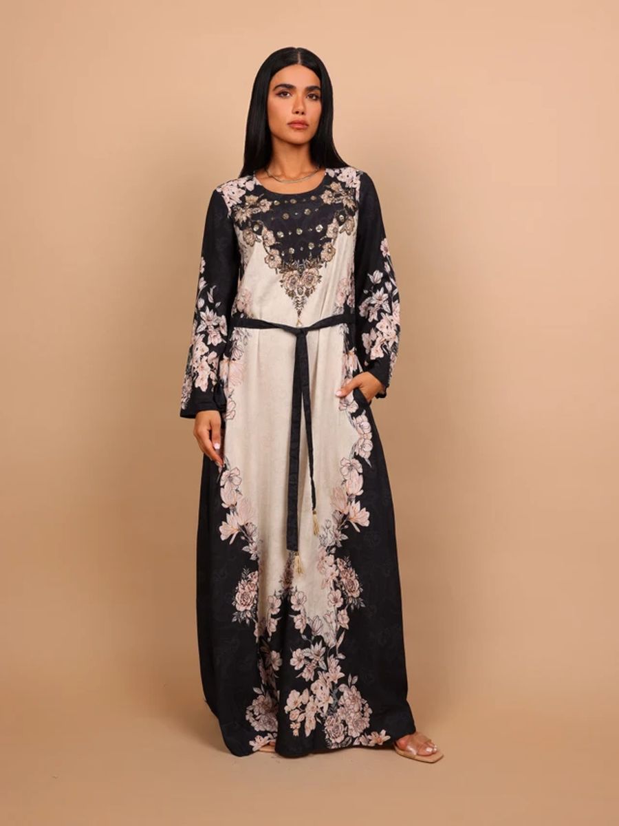 Ikkxa Delara Floral Print Embellished Detail Long Sleeves Maxi Dress IKKXA - Women's Maxi Dresses 31