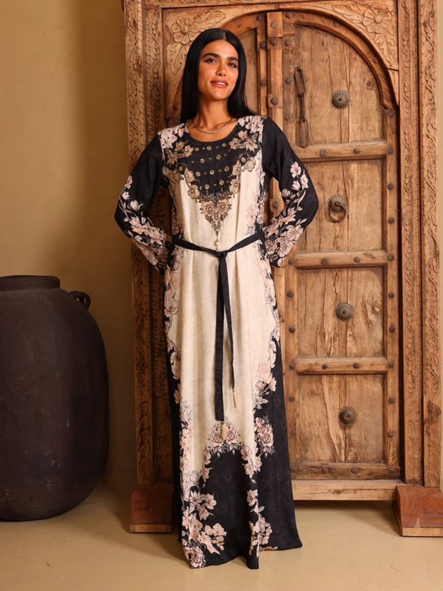 Ikkxa Delara Floral Print Embellished Detail Long Sleeves Maxi Dress IKKXA - Women's Maxi Dresses 32