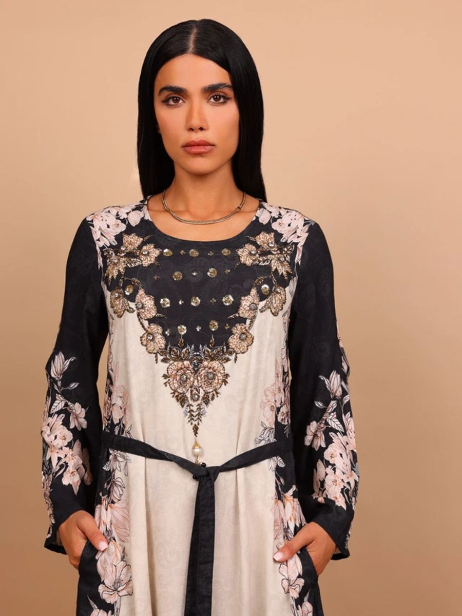 Ikkxa Delara Floral Print Embellished Detail Long Sleeves Maxi Dress IKKXA - Women's Maxi Dresses 33