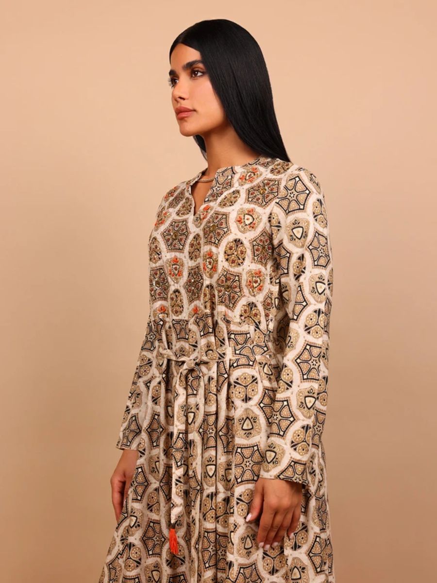 Ikkxa Nadia Mosaic Print Tiered Long Sleeves Maxi Dress IKKXA - Women's Maxi Dresses 30