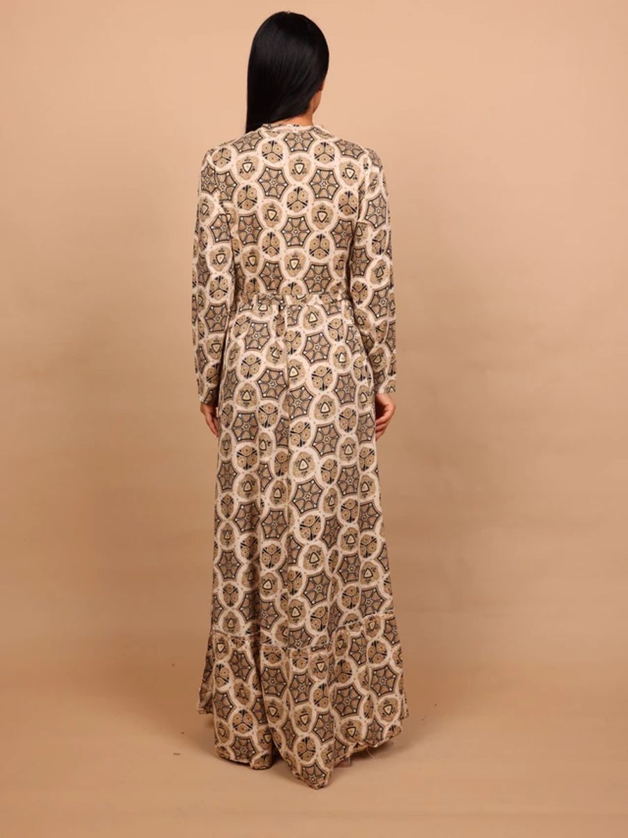 Ikkxa Nadia Mosaic Print Tiered Long Sleeves Maxi Dress IKKXA - Women's Maxi Dresses 31