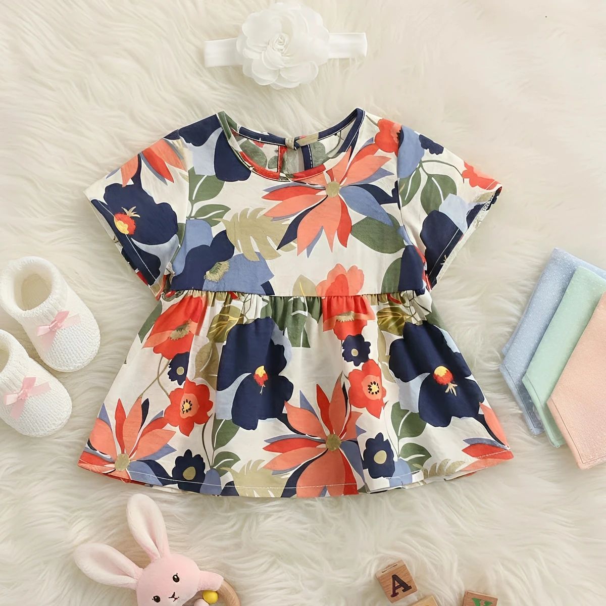 Floral Cotton Princess Dress for Baby and Little Girls Summer