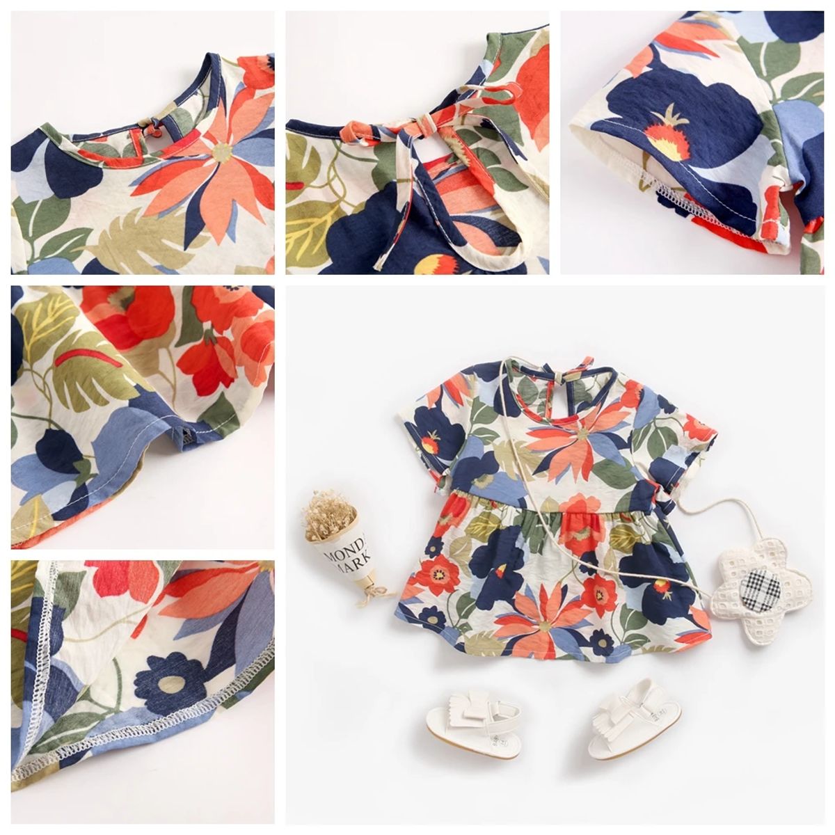 Floral Cotton Princess Dress for Baby and Little Girls Summer