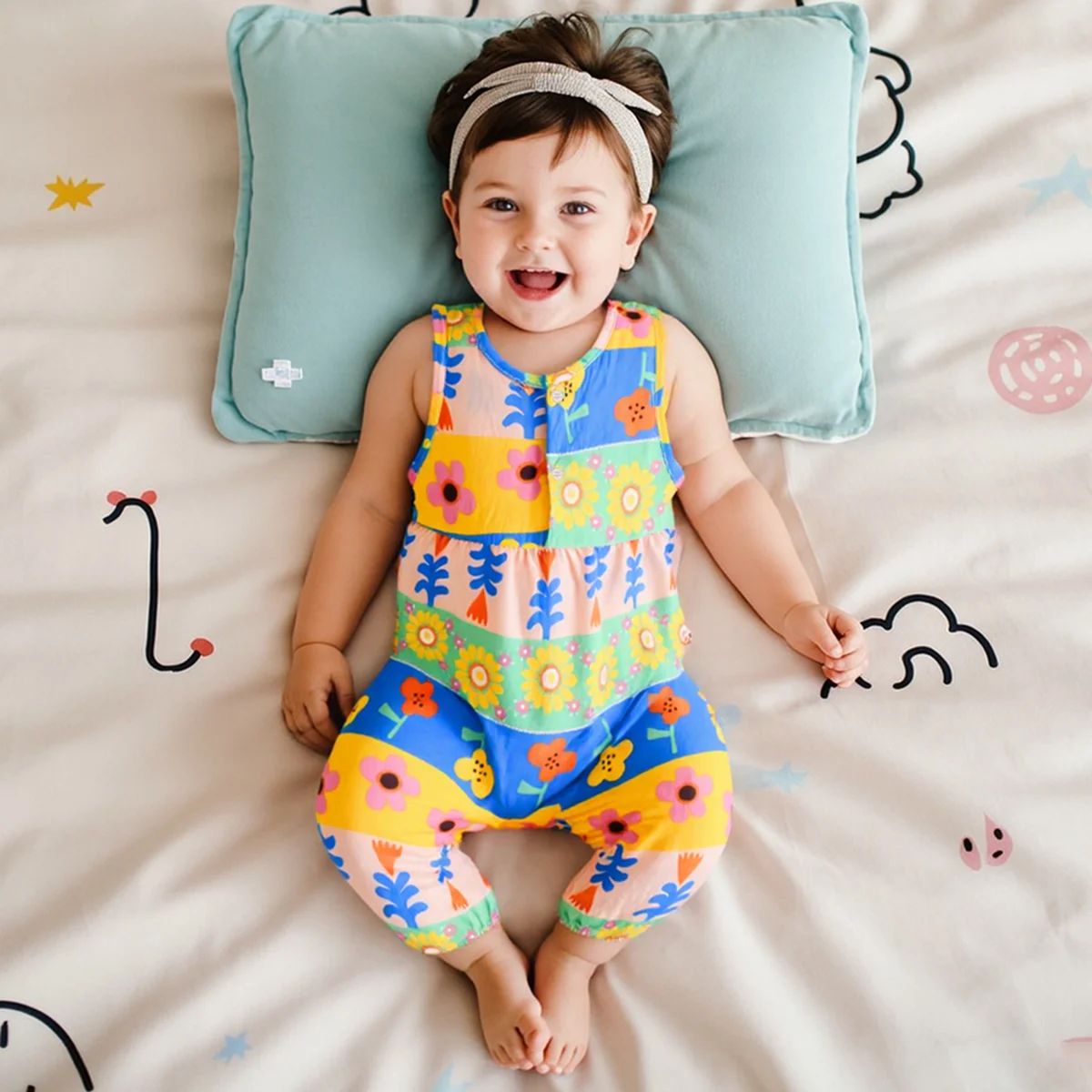 Floral Rayon Sleeveless Baby Girls Jumpsuits for Summer Wear Sanlutoz - Kids's Jumpsuits 1