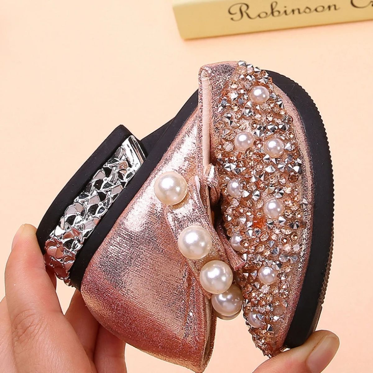 Glitter Beaded Mary Jane Flats for Girls Formal Occasions