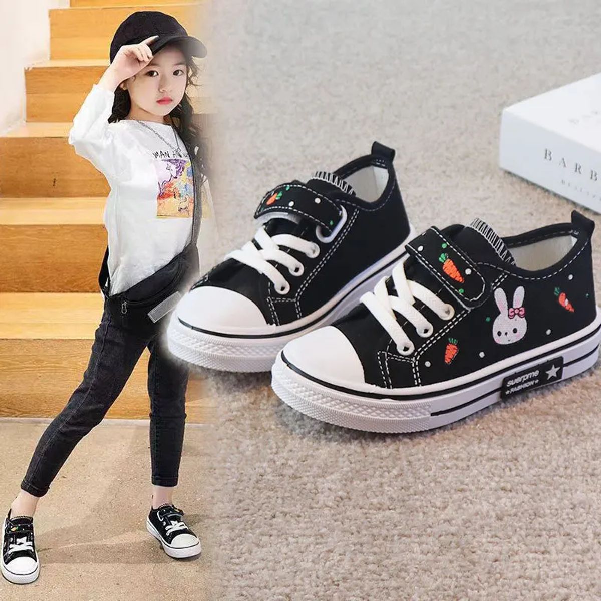 Girls Low Top Sneakers Printed Casual Shoes Anti Slip Comfortable Zyczwl - Kids's Low Top Sneakers 1