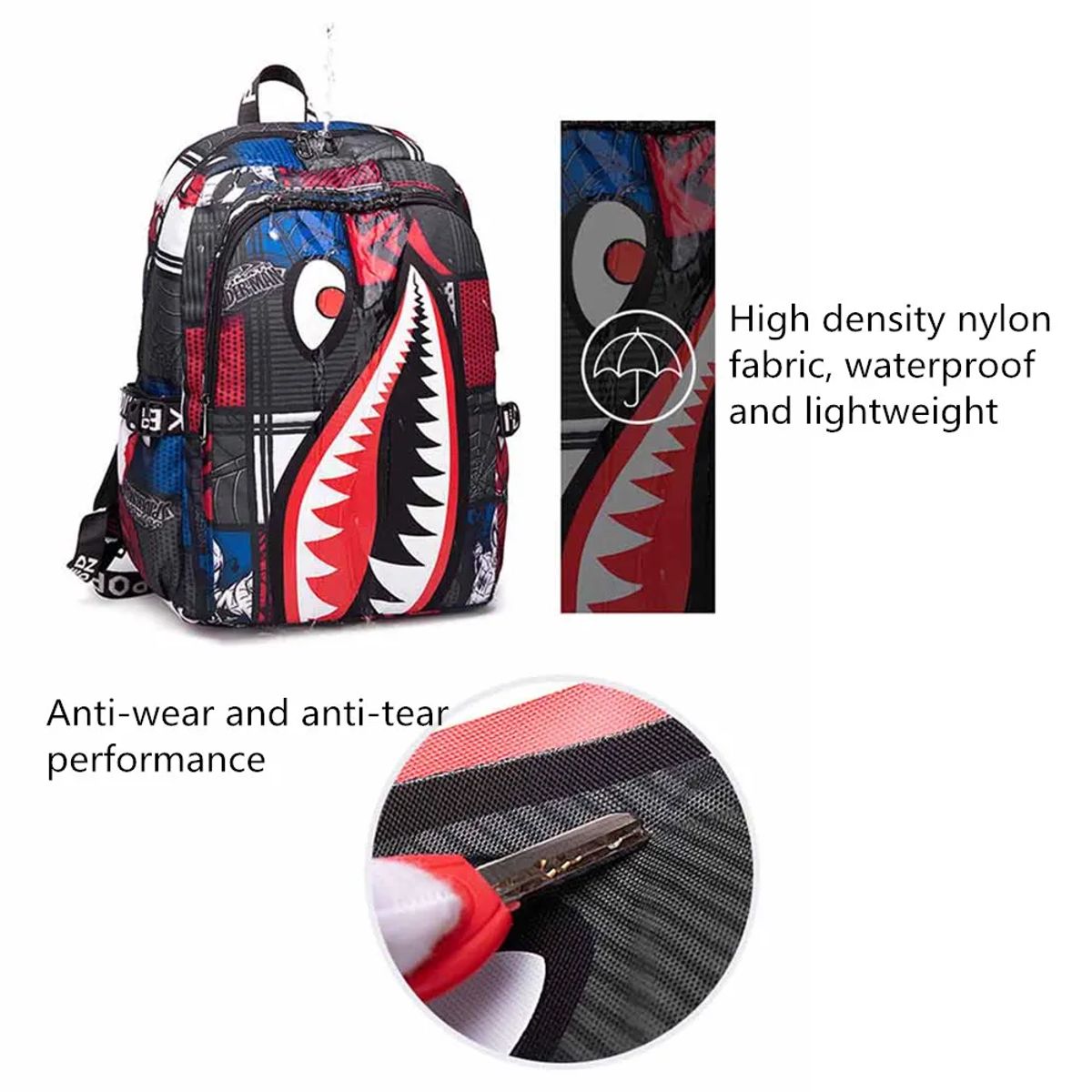 Shark Cartoon Backpack Elementary School Travel Rucksack Igetbag - Kids's School Bags 1