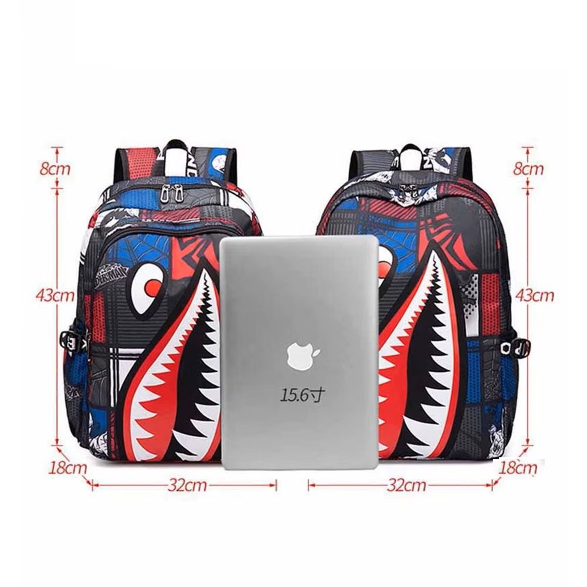 Shark Cartoon Backpack Elementary School Travel Rucksack Igetbag - Kids's School Bags 4
