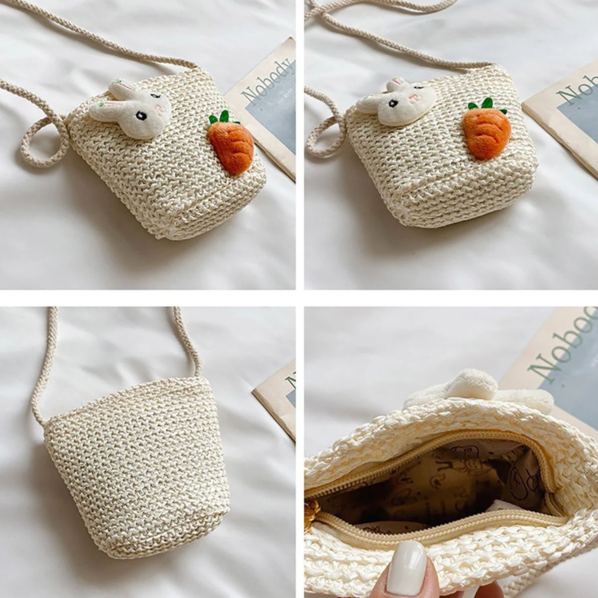 Girls Woven Straw Shoulder Bag Floral Casual Messenger Generic - Kids's Shoulder Bags 1