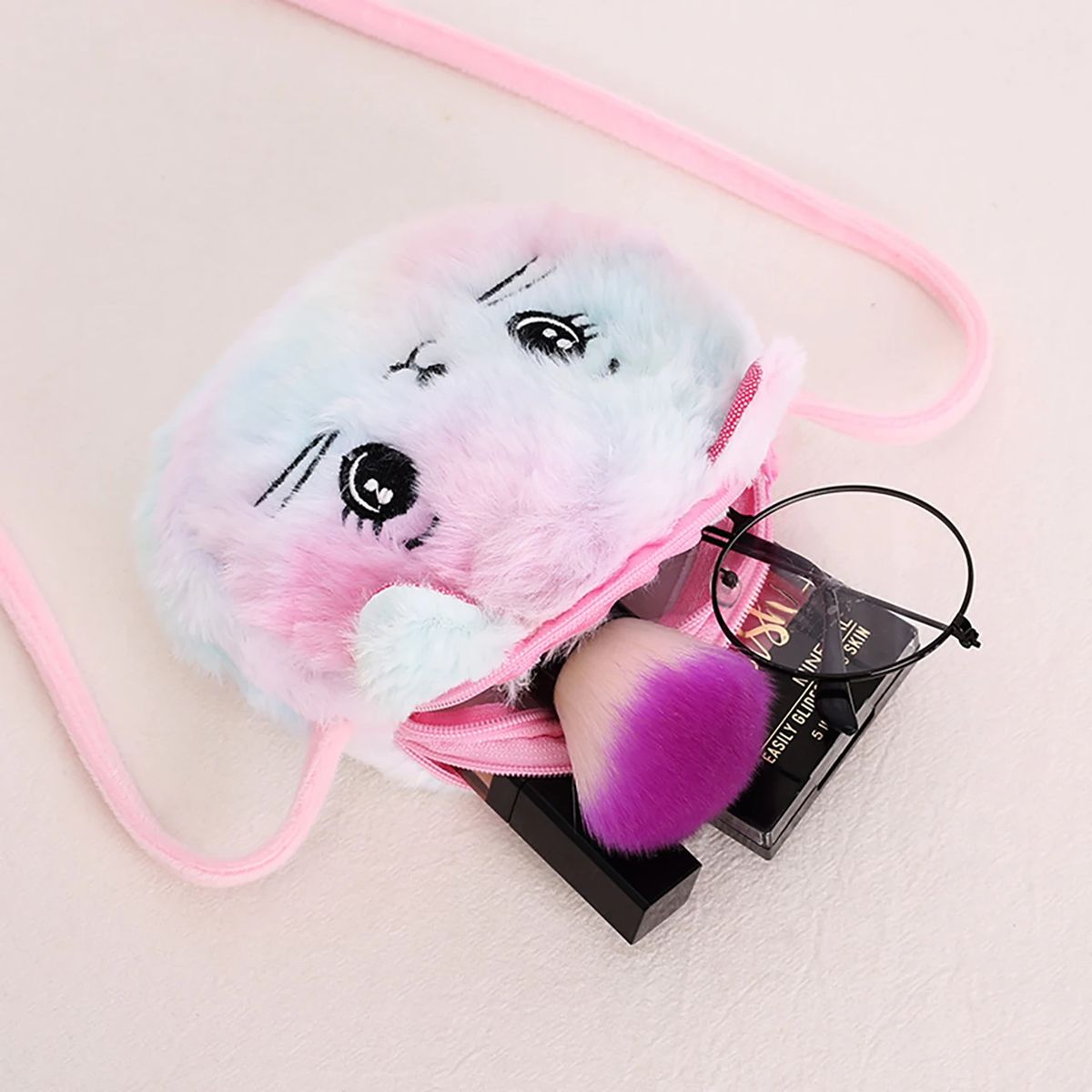 Girls Cute Cat Plush Shoulder Bag Cartoon Coin Purse Generic - Kids's Shoulder Bags 1