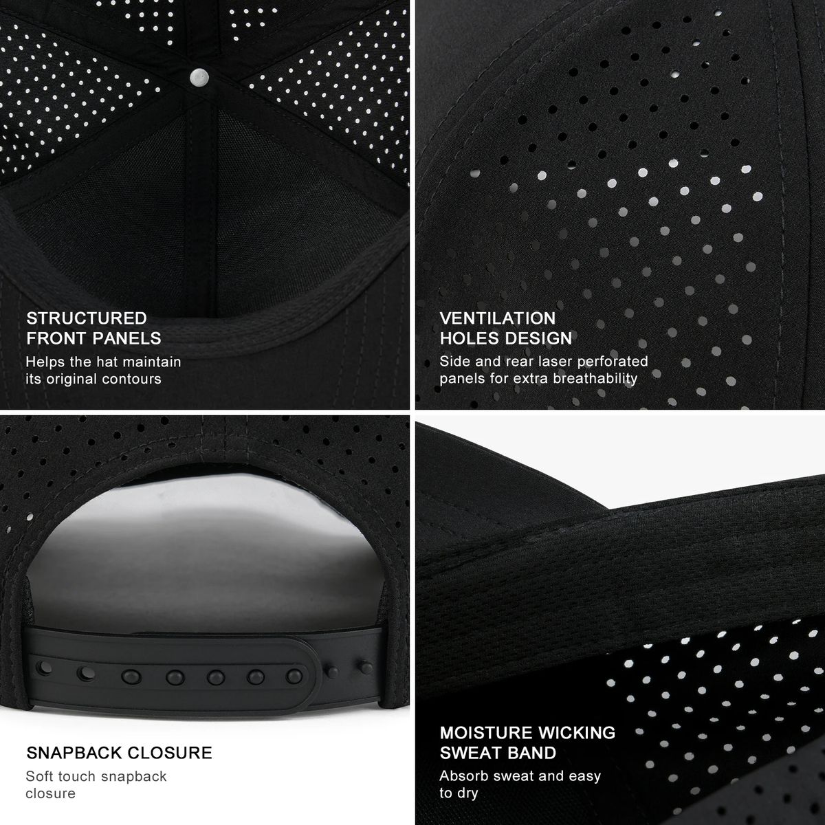 Men's Quick Dry Mesh Baseball Cap Laser Cut Adjustable Voboom - Men's Caps 3