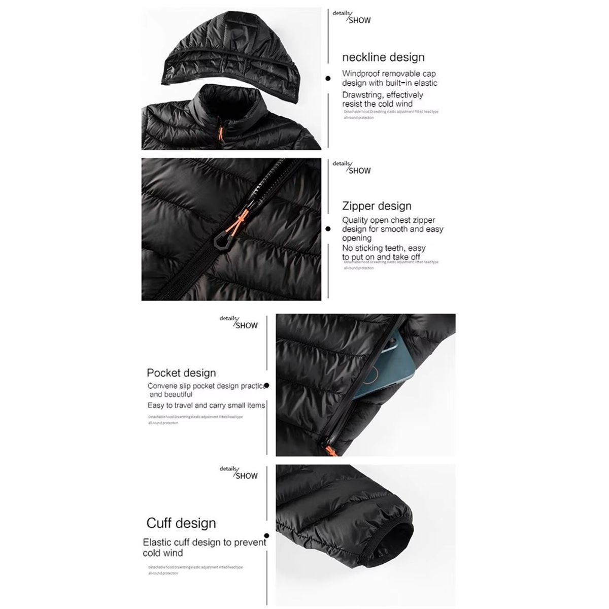 Men's Hooded Winter Parka Warm Windbreaker Outdoor Casual Jacket Ueteey - Men's Puffer Jackets 3