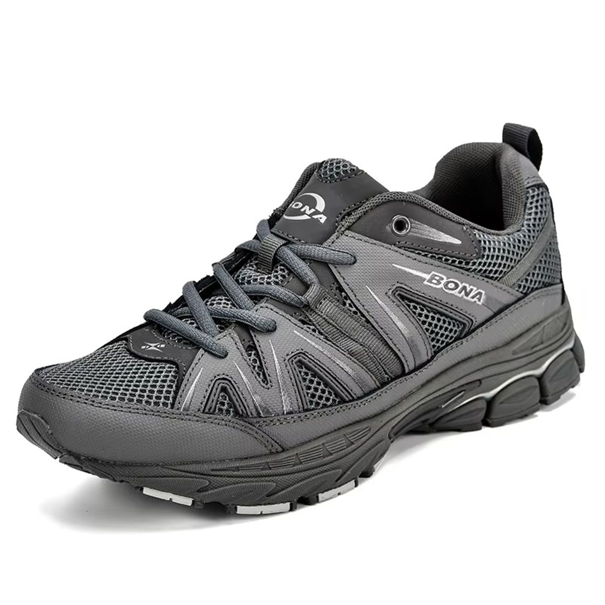 Men's Breathable Running Shoes Cow Split Microfiber Sport Sneakers Bona - Men's Running Shoes