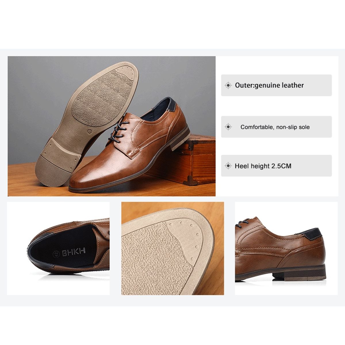 Men's Classic Formal Shoes Breathable Lace Up Office Footwear Bhkh - Men's Formal Shoes 2