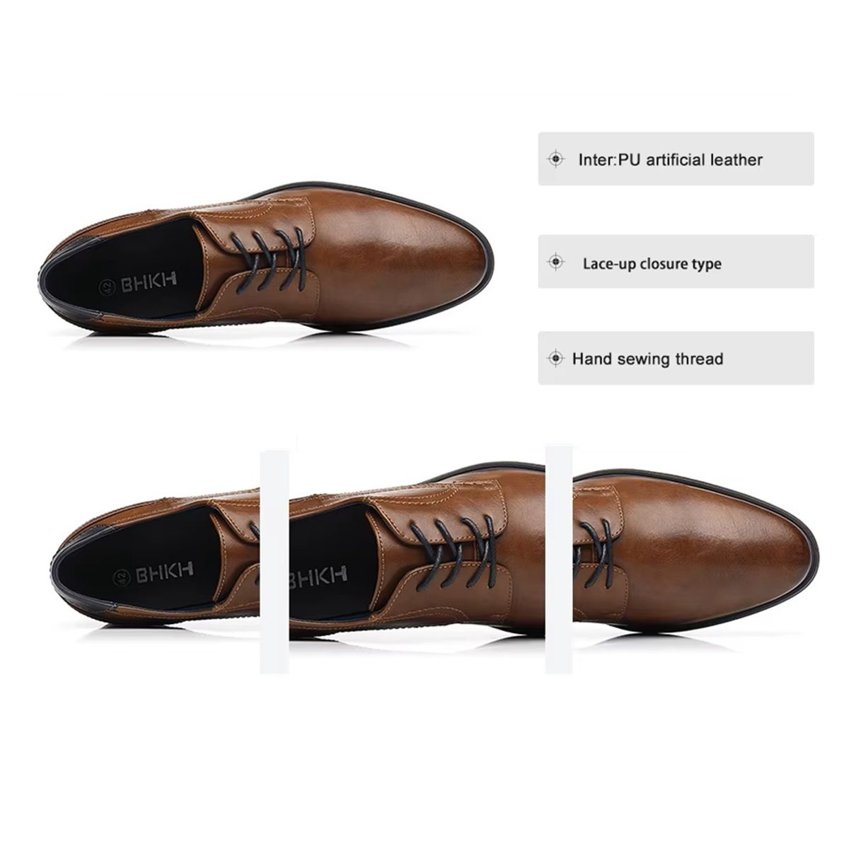 Men's Classic Formal Shoes Breathable Lace Up Office Footwear Bhkh - Men's Formal Shoes 3