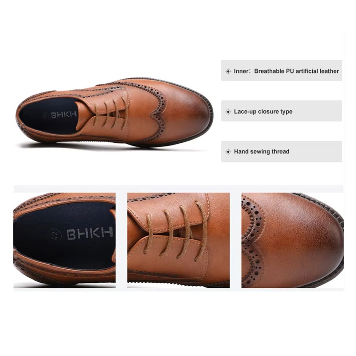 Men's Genuine Leather Dress Shoes Business Office Lace Up Footwear Bhkh - Men's Formal Shoes 1